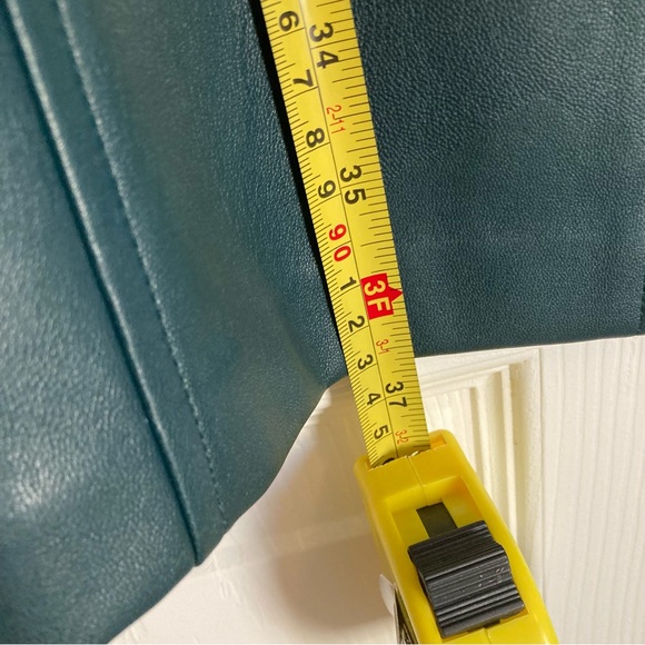 Ann Taylor Green Faux Leather Short Sleeve Dress Fall Christmas Holiday Size 4 - Picture 15 of 16